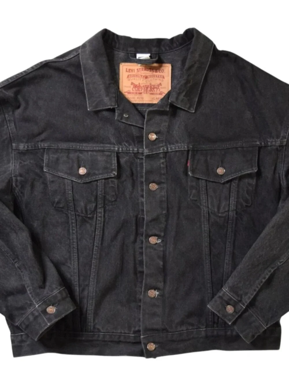 Vintage Levi’s 70598 4159‎ Black Denim Trucker Jacket XL 